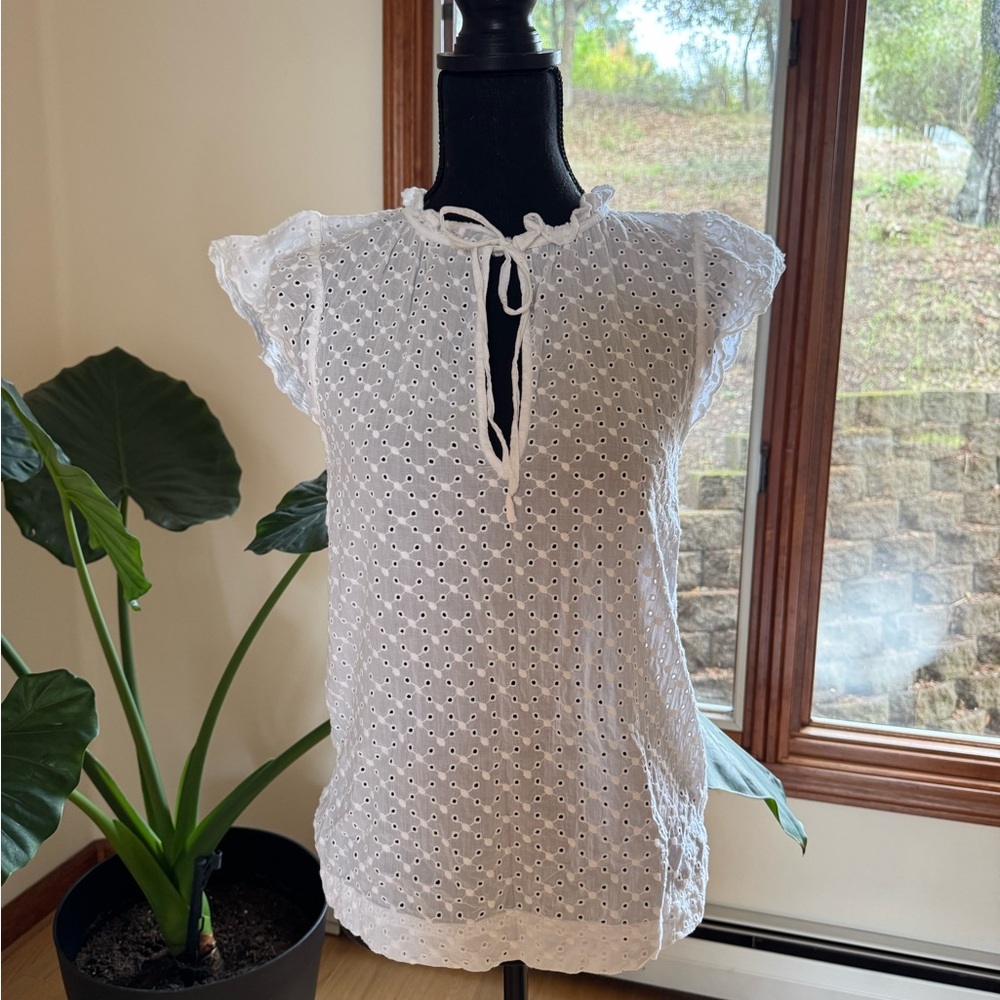 H&M White Eyelet Blouse
